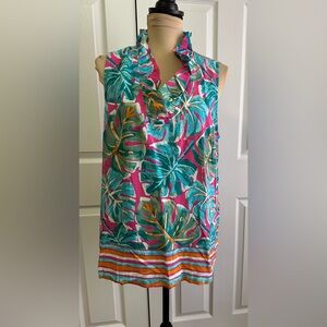 Crown & Ivy Vibrant Tropical Sleeveless Blouse